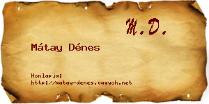 Mátay Dénes névjegykártya